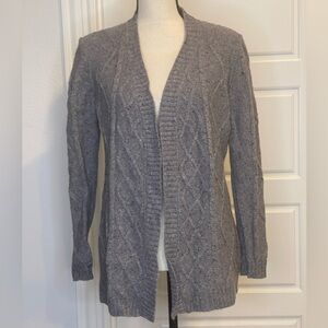 Gray Cable Knit Open Cardigan